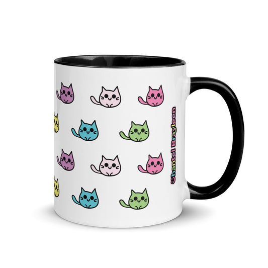 Product mockup cat mug black side logo