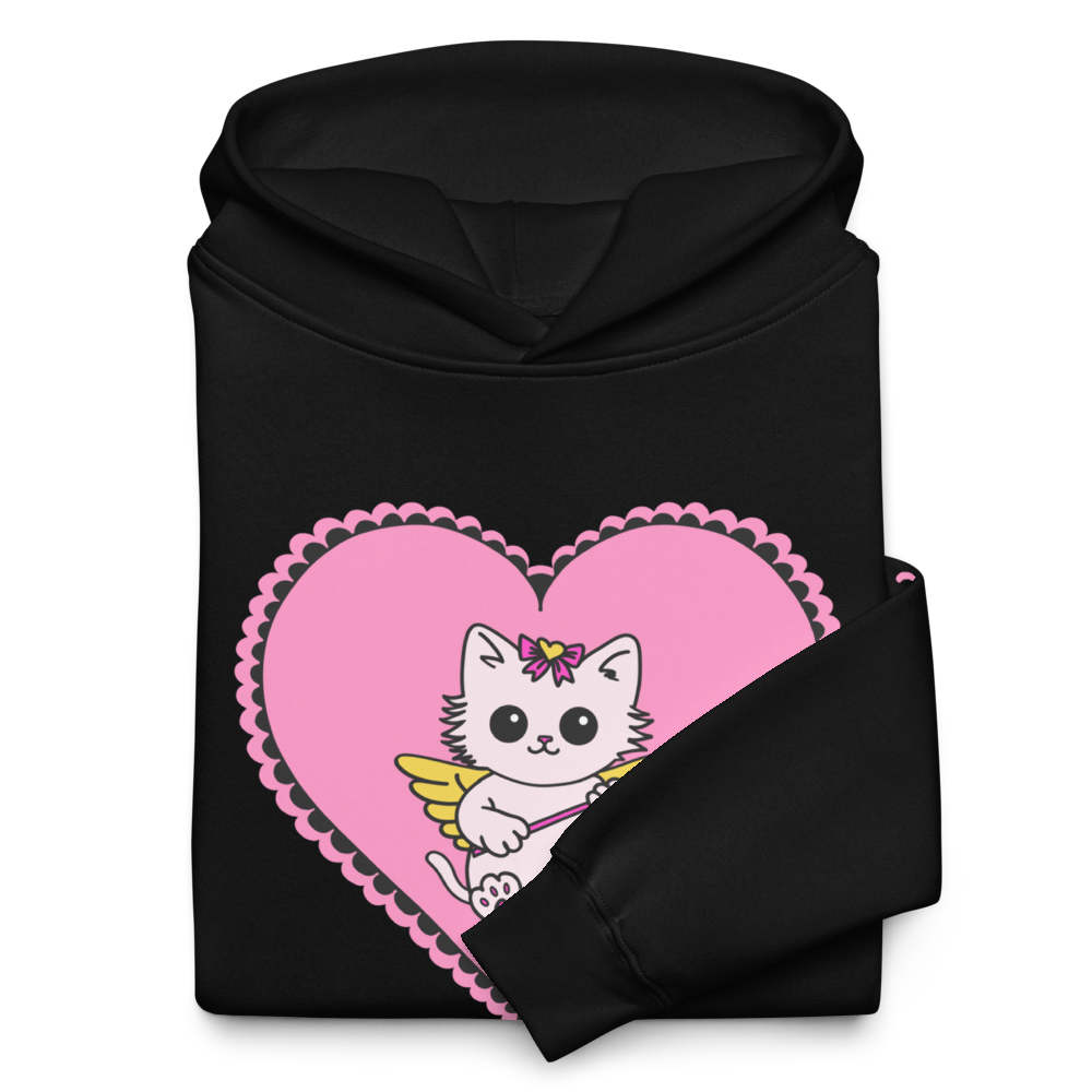 soft girl feral cat oversized hoodie - pink heart angel kitty
