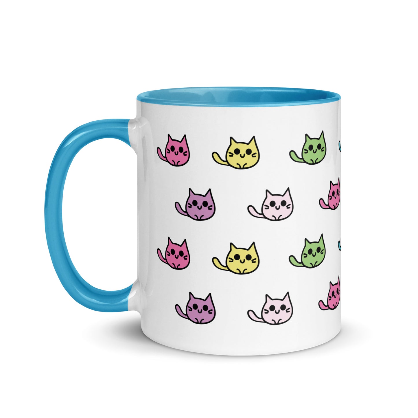 Product mockup cat mug blue side