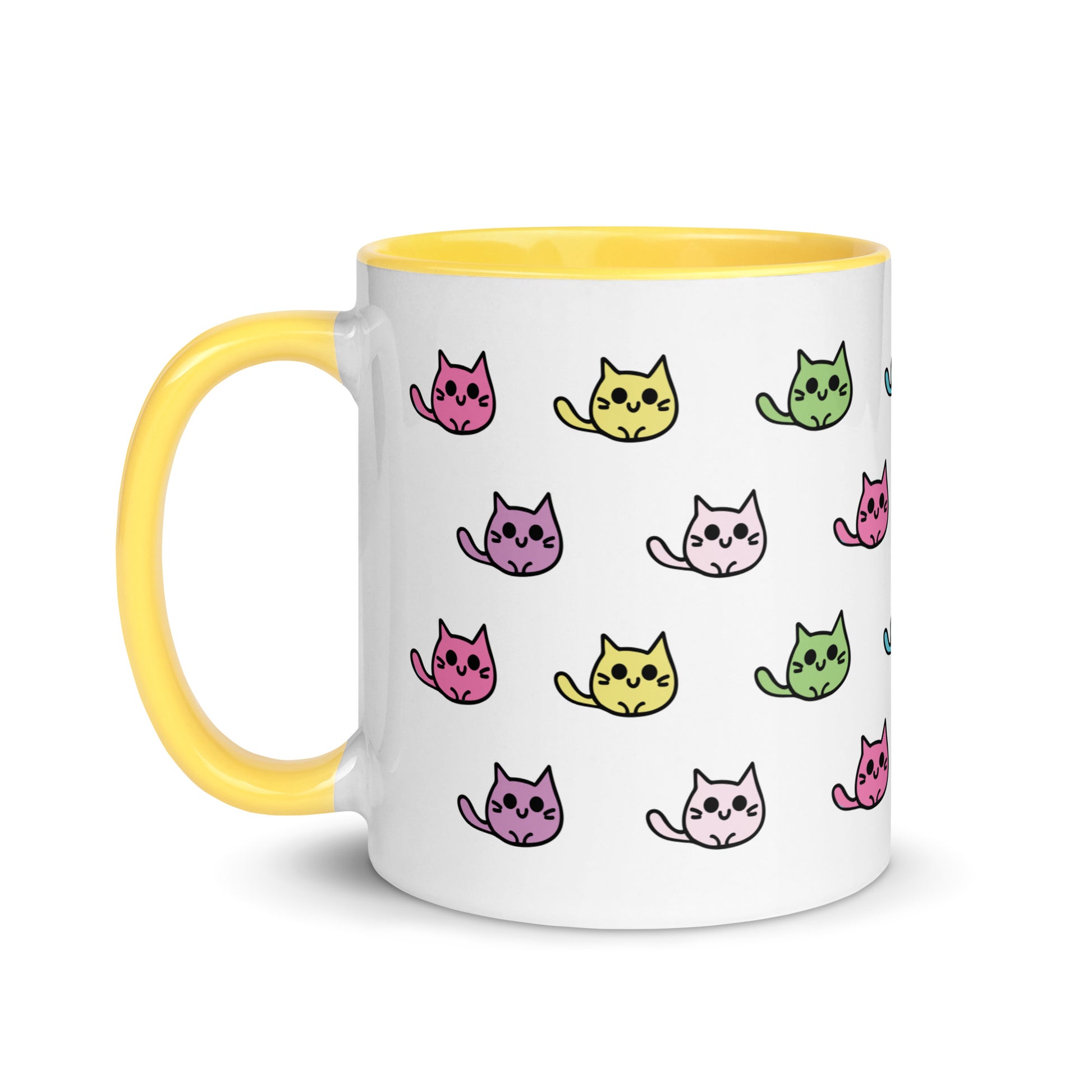 Product mockup cat mug yellow 
