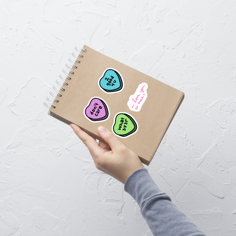 candy hearts mood sticker sheet