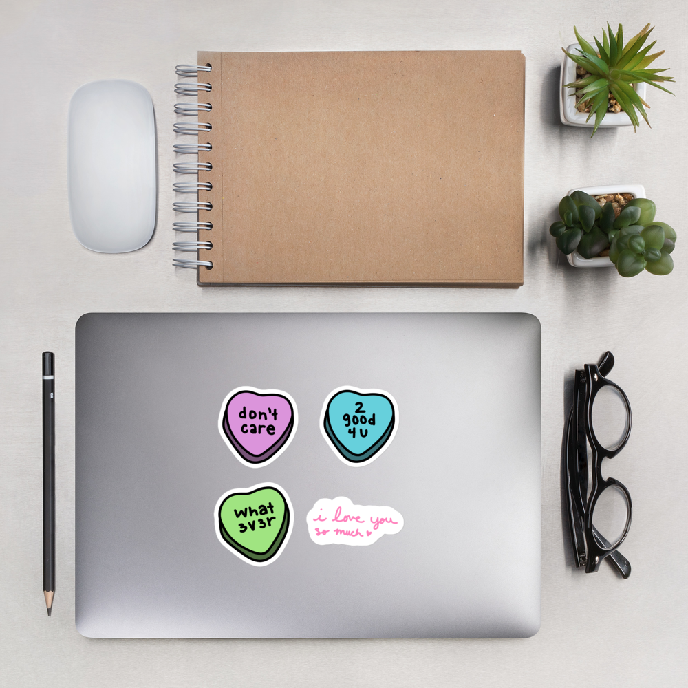 candy hearts mood sticker sheet