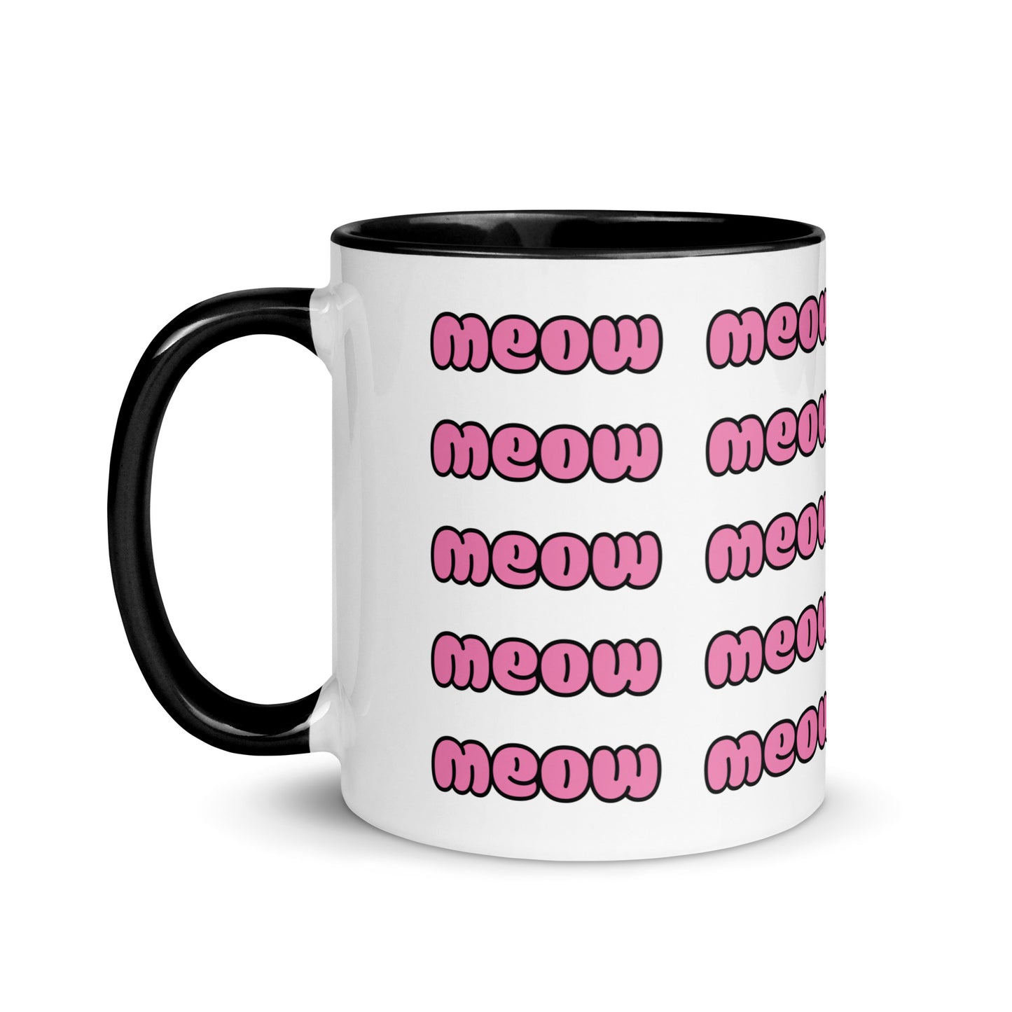 Product mockup meow mug black side view