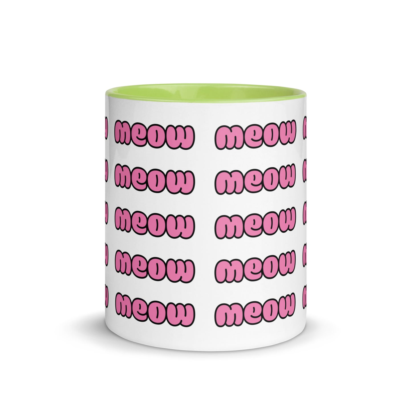 Product mockup meow mug green front view
