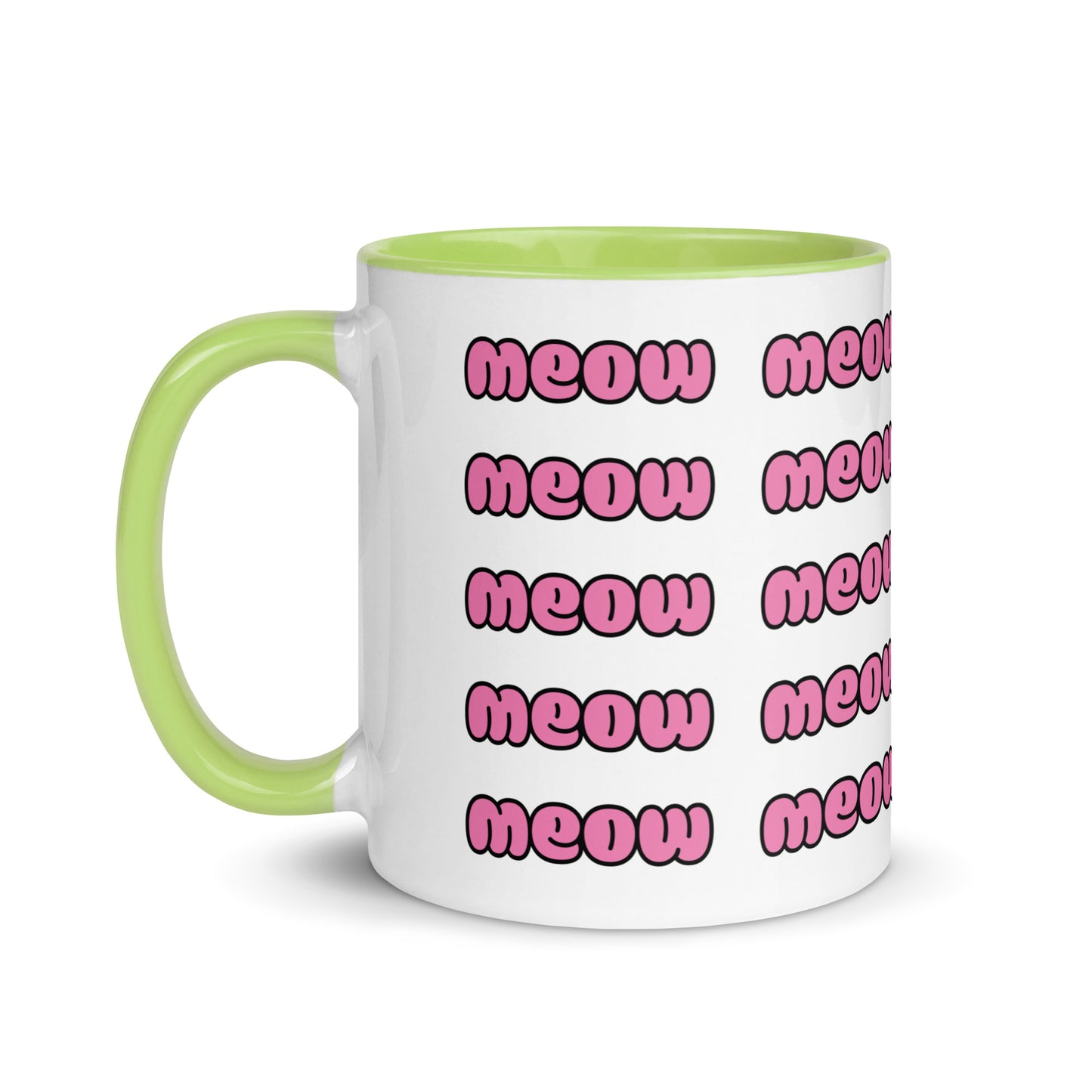 Product mockup meow mug green side view
