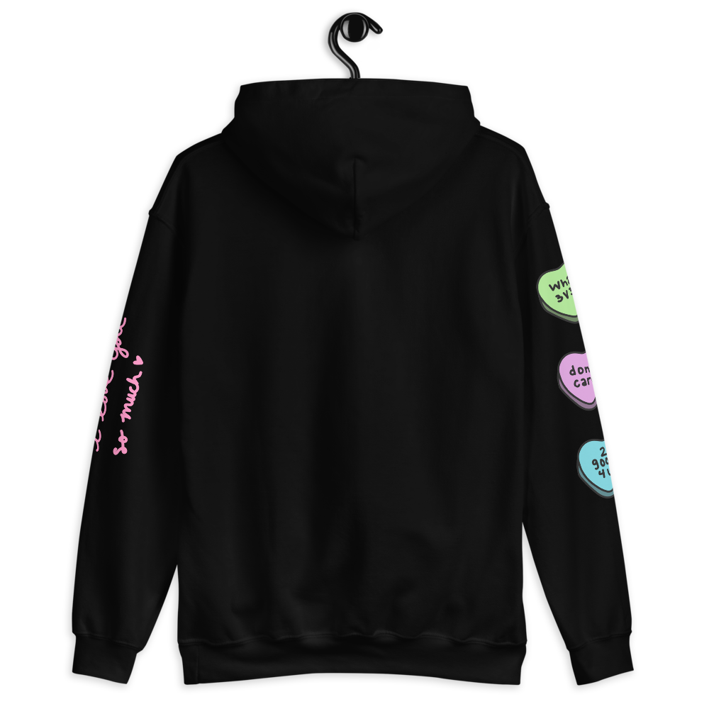 soft girl feral cat oversized hoodie - pink heart angel kitty