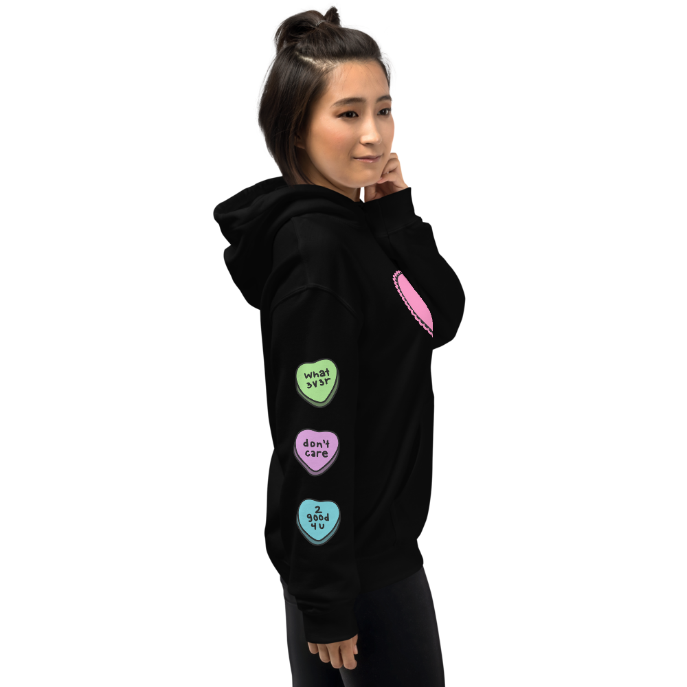 soft girl feral cat oversized hoodie - pink heart angel kitty