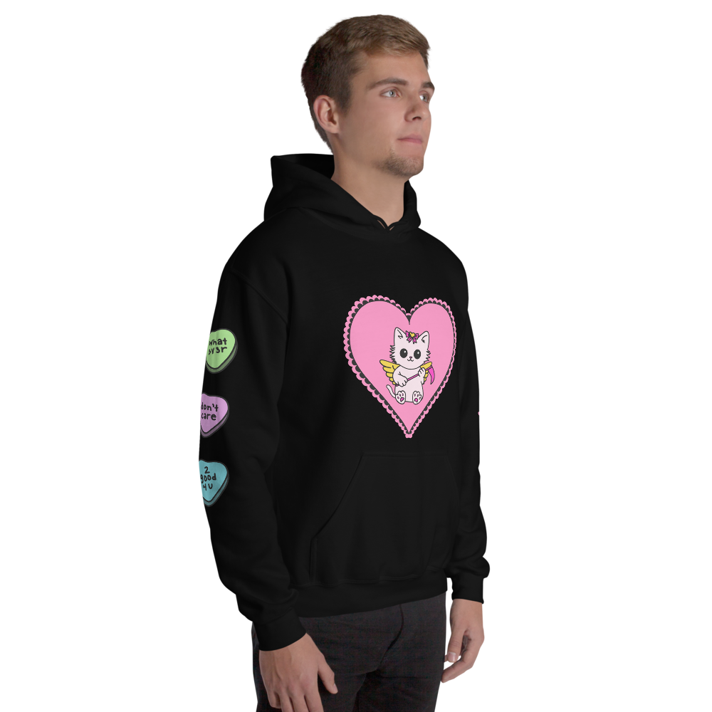 soft girl feral cat oversized hoodie - pink heart angel kitty